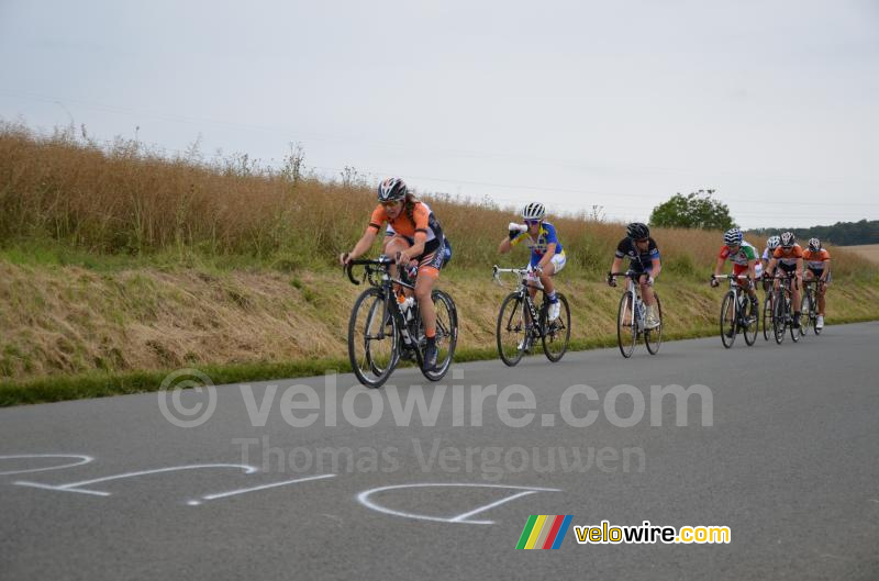 The breakaway in the ladies race