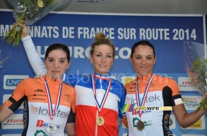 The podium of the women's race: Lesueur, Ferrand Prevot & Riberot (3) (248x)
