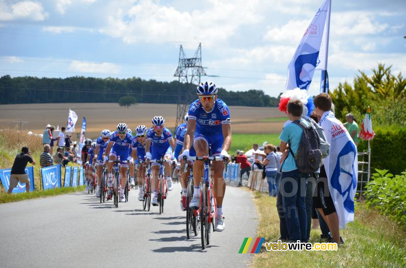 The FDJ.fr team still leading the peloton