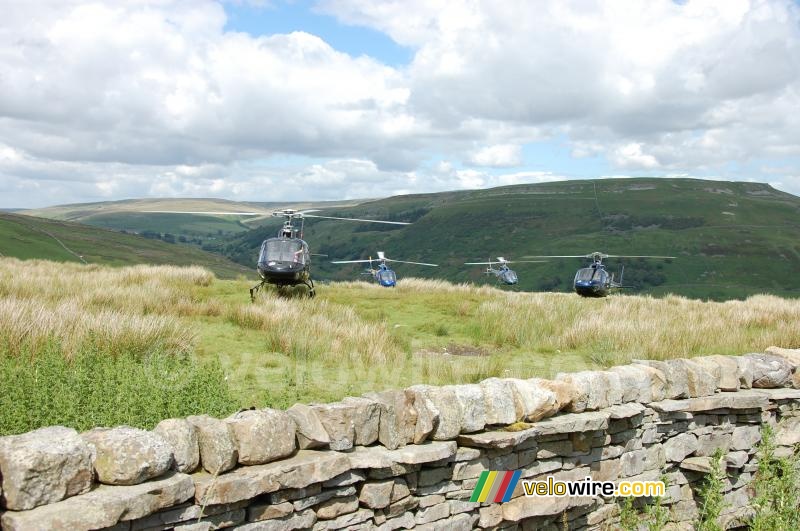 The VIP helicopters of the Tour