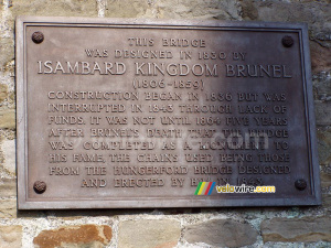 Plaque on Suspension Bridge ready in 1864 (267x)