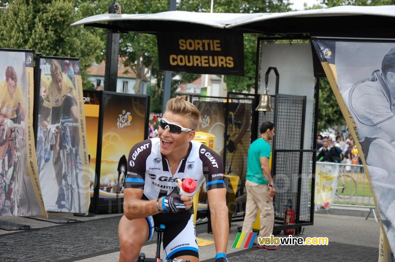 Marcel Kittel (Giant-Shimano) maakt een grapje