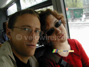 Florent & Isabelle in a bus in Warsaw (244x)