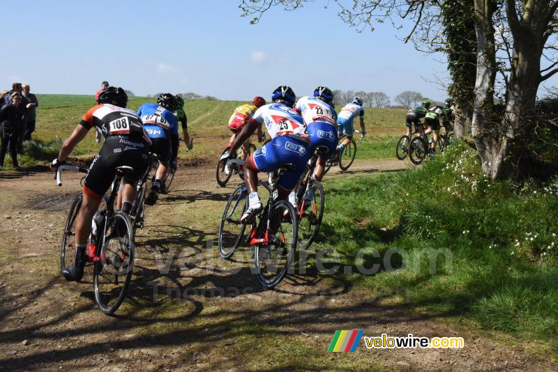 The riders go off in the ribin in Ploudaniel