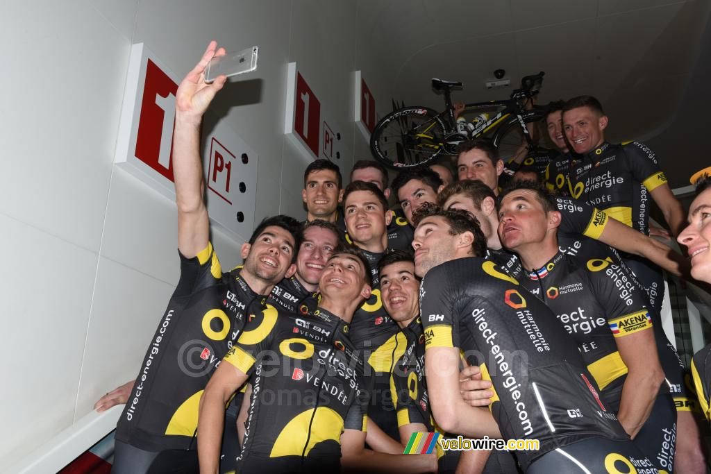 De selfie van Bryan Coquard en Bryan Nauleau (Direct Energie)