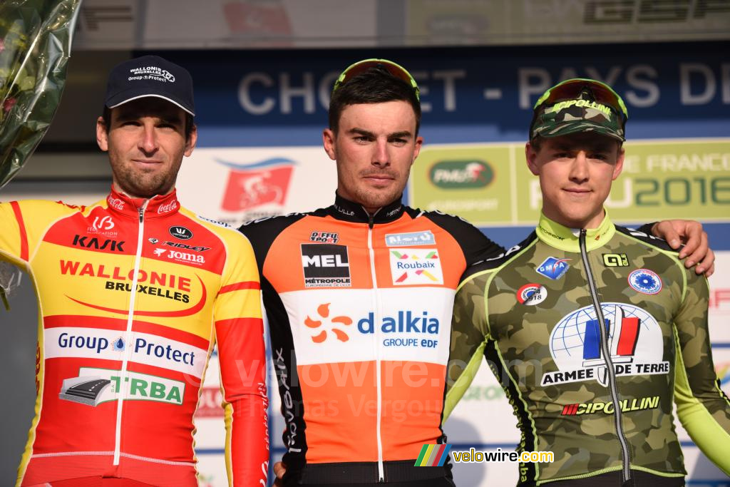 Het podium van Cholet-Pays de Loire 2016 : Rudy Barbier, Baptiste Planckaert & Yannis Yssaad