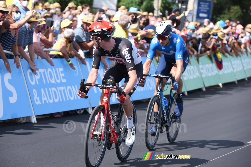 Harrison Sweeney (Lotto Soudal) & Immanol Erviti (Movistar Team)