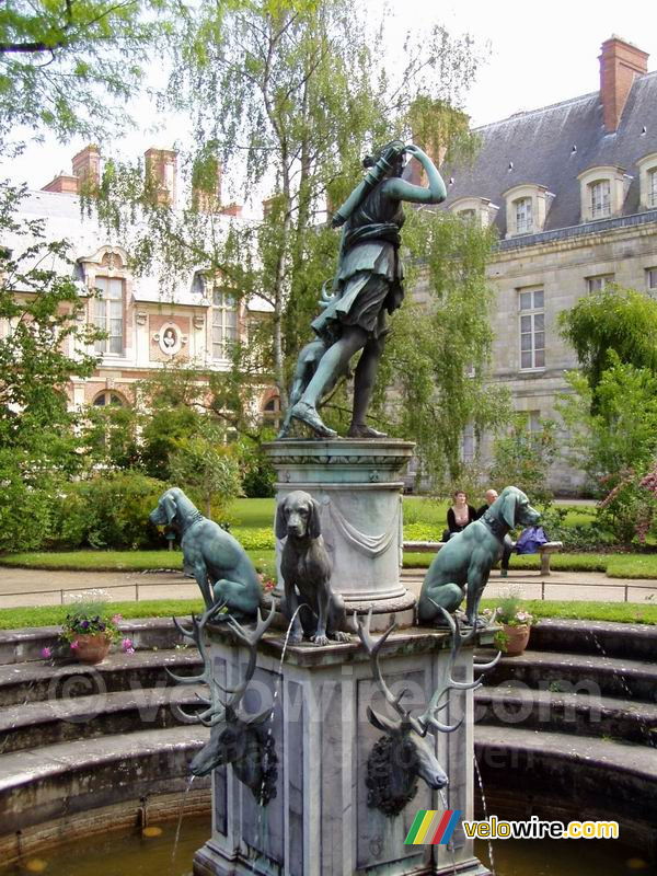 Fountain in the garden of the castle in Fontainebleau