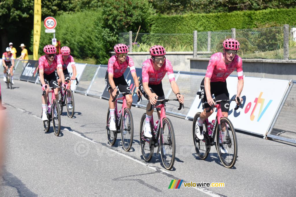 De EF Education-EasyPost ploeg komt aan in groep