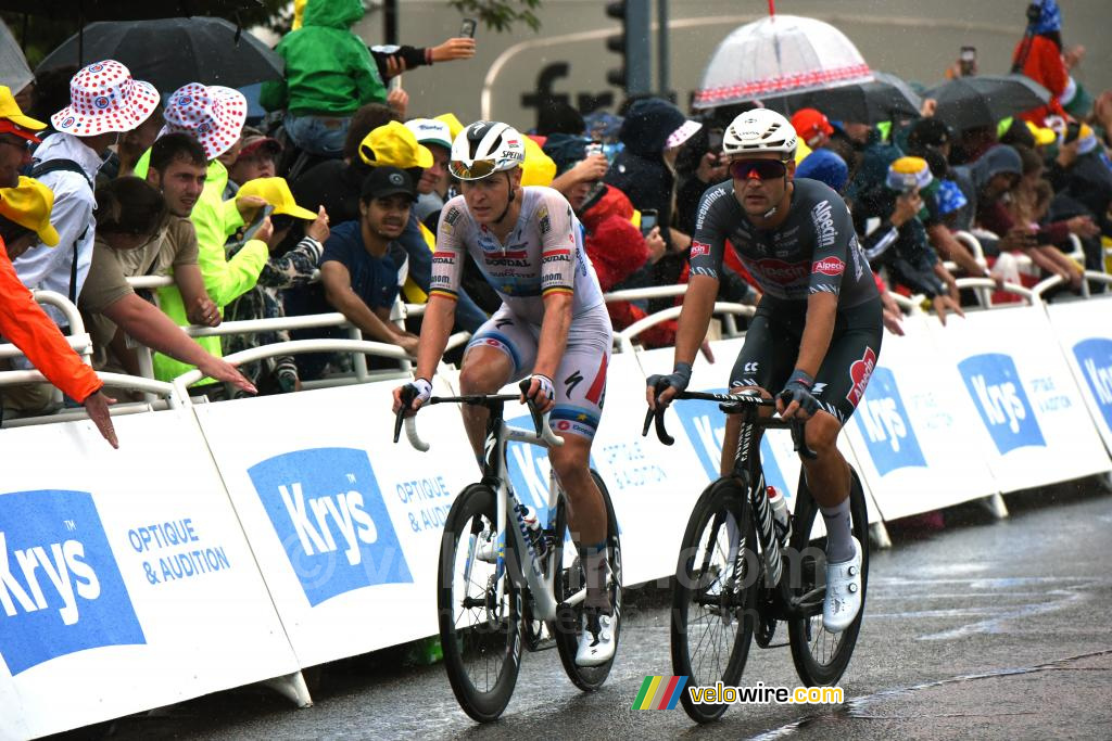 Tim Merlier (Soudal Quick-Step) en Jonas Rickaert (Alpecin-Deceuninck) in Valence