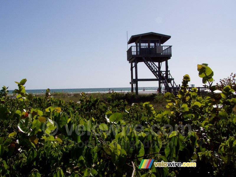 Coast guard tower on the beach of Sarasota