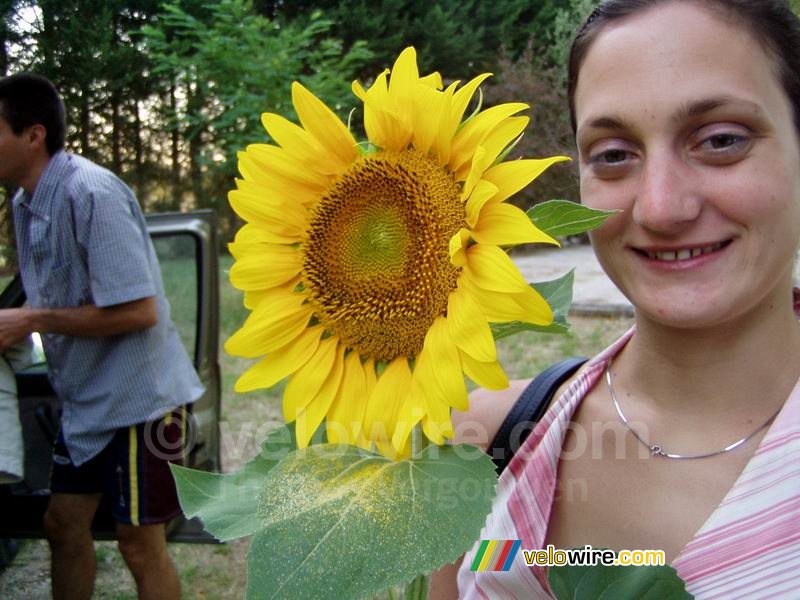 Marie-Laure with her sunflower