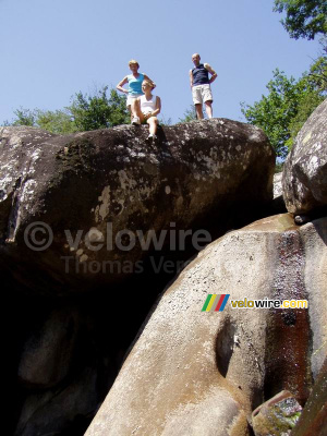 My parents and Ellen on top of the granite stones (267x)