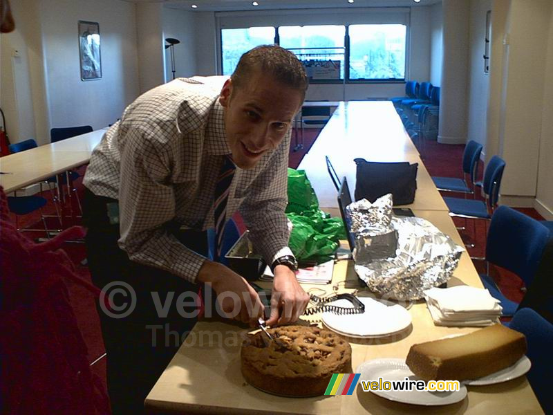 Thomas prepares his birthday cake