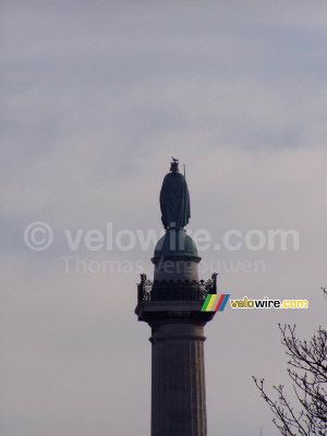 Un oiseau sur la tête d'une des Colonnes du Trône (Place de la Nation) (365x)