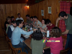 Everyone enjoying the 'raclette' (230x)