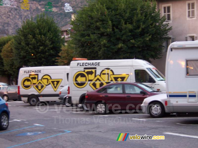 The arrow signs for the Tour de France have been hung up