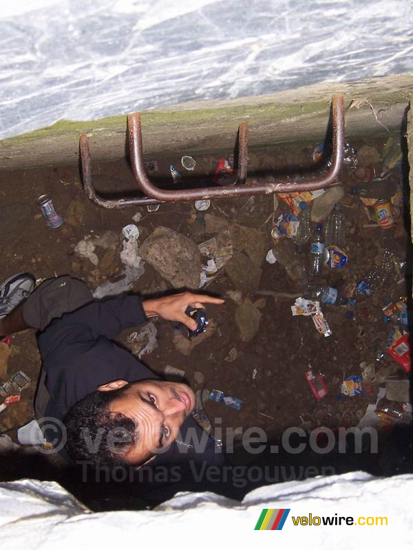 Fabian in one of the bunkers (in Arromanches)