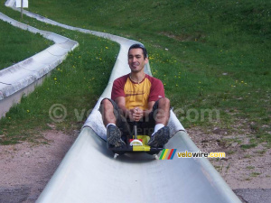 Fabian at the end of the toboggan run (360x)