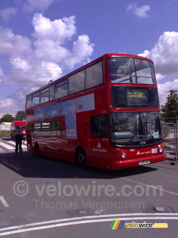 De speciale Tour de France shuttle bus in Londen