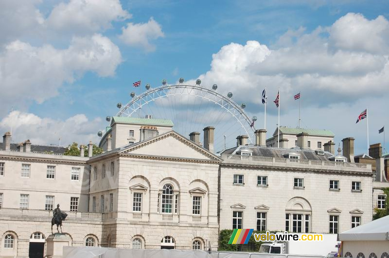 Horse Guards Parade with the London Eye in the background