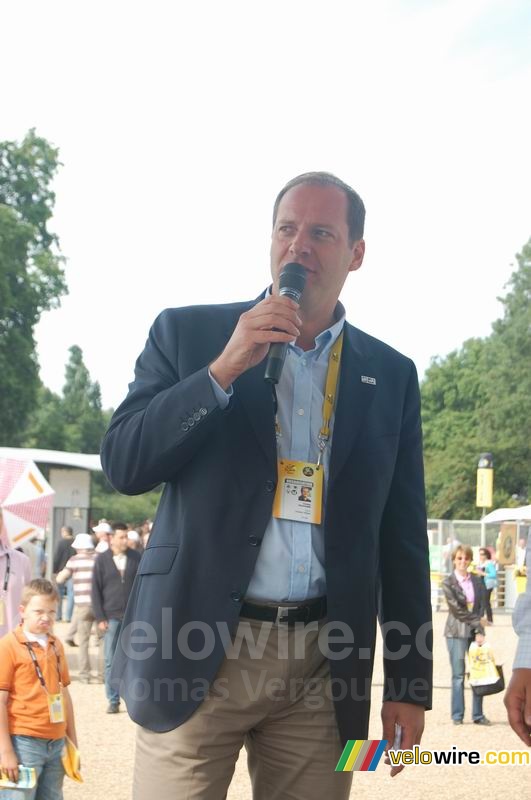 Christian Prudhomme in the Village Départ in London