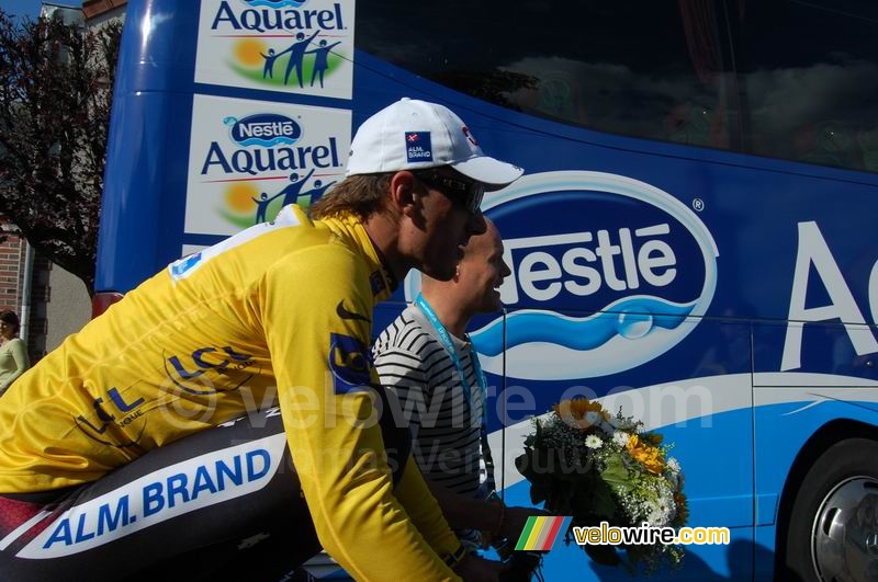 Fabian Cancellara (CSC) wearing the yellow jersey (5)