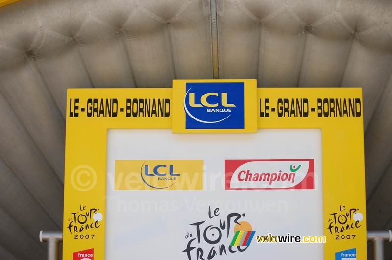 The podium for the official ceremony in Le Grand-Bornand