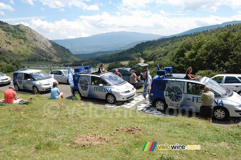 The Festina advertising caravan in the mountains