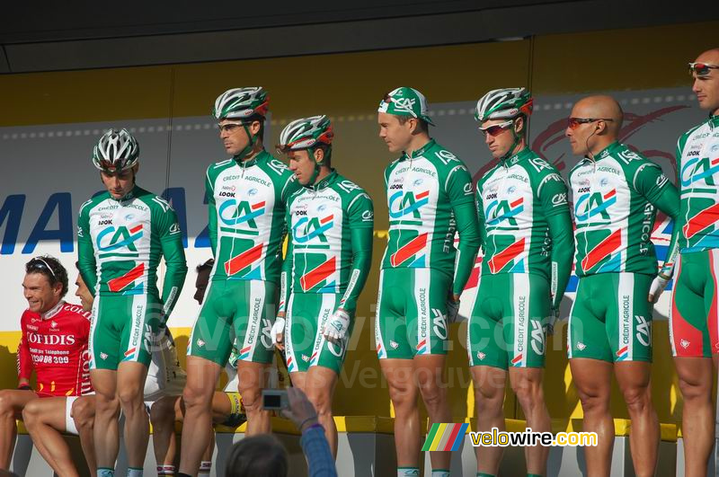 Het Crdit Agricole team ... alleen Thor Hushovd ontbreekt