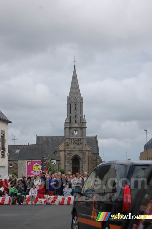 A church which seemed to be in the middle of the road