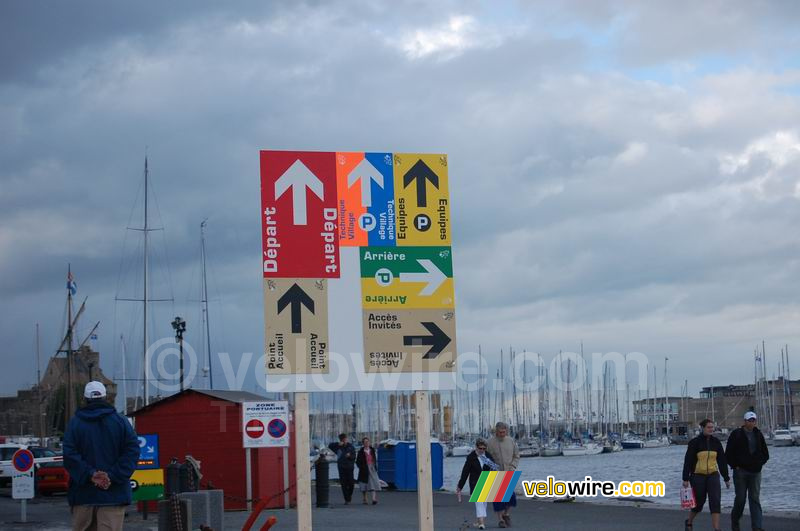 The signs with the directions for the Tour de France