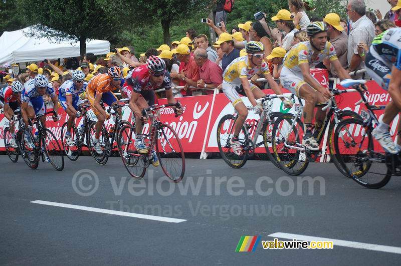 Sprint met Cadel Evans (Silence Lotto) in Aurillac