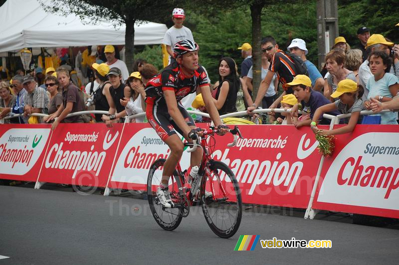 Arnaud Coyot (Caisse d'Epargne) bij aankomst in Aurillac