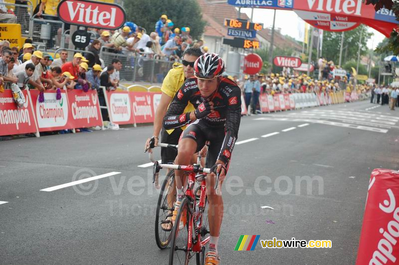 Nicolas Portal (Caisse d'Epargne) na de aankomst in Aurillac