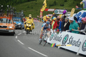 Tadej Valjavec (AG2R La Mondiale) at the finish on Hautacam (370x)