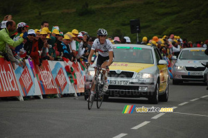 Andy Schleck (CSC Saxo Bank) at the finish on Hautacam (592x)