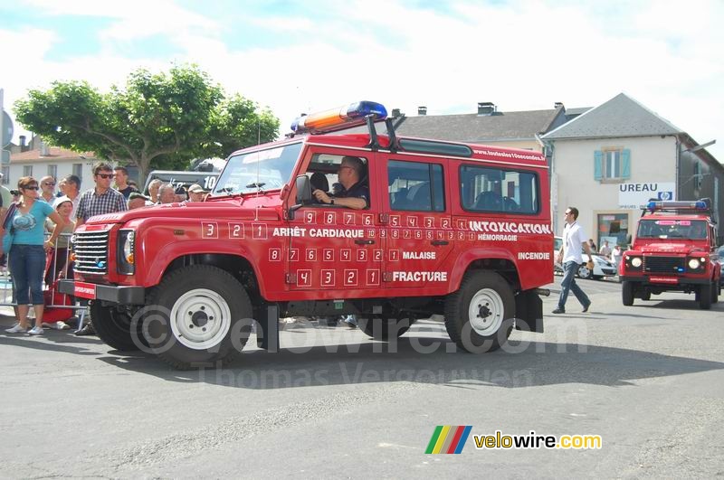 The firemen advertising caravan in Lannemezan