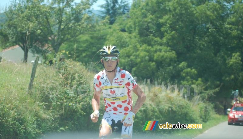 Riccardo Ricco (Saunier Duval-Scott) wearing the polka dot jersey