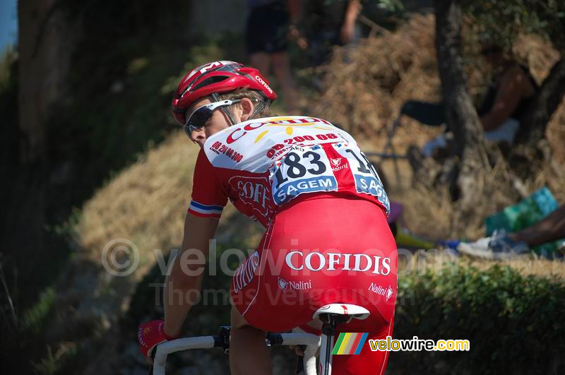 Florent Brard (Cofidis) juste avant que le peloton le rattrape