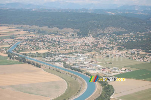 The Durance canal close and the city Oraison (582x)
