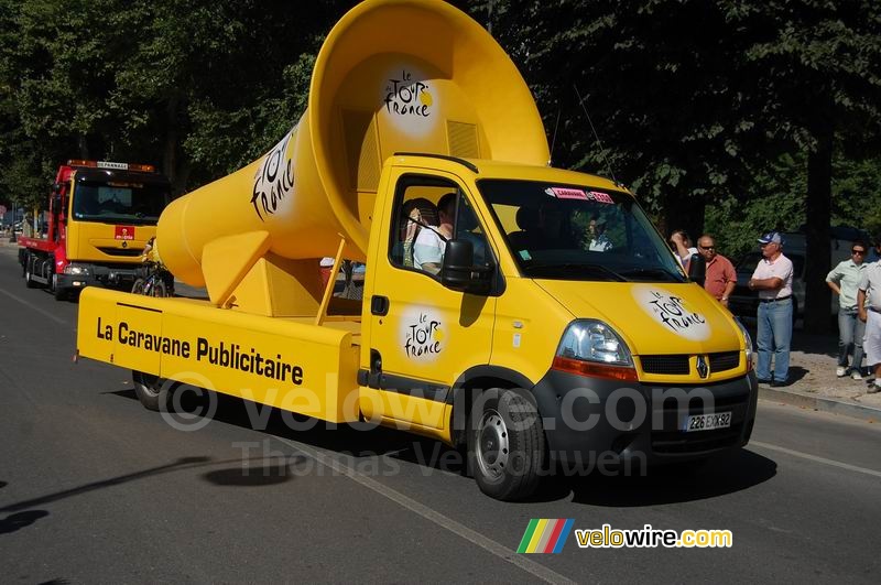 The megaphone which announces the advertising caravan