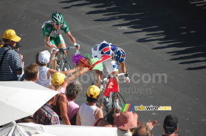 Sandy Casar (Française des Jeux) & Dmitriy Fofonov (Crédit Agricole) à l'Alpe d'Huez (648x)