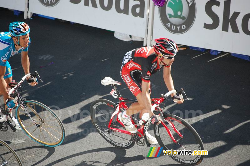 David Arroyo (Caisse d'Epargne) & Laurent Lefevre (Bouygues Telecom) op Alpe d'Huez