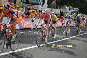 Juan Antonio Flecha (Rabobank), Frank Schleck, Carlos Sastre (CSC Saxo Bank), Ryder Hesjedal (Garmin Chipotle) & Konstantsin Siutsou (Columbia) à Saint Etienne (320x)