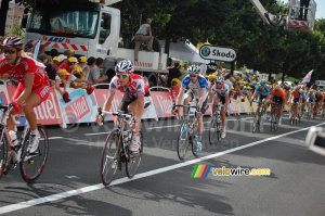 Kurt-Asle Arvesen (CSC Saxo Bank), David Millar (Garmin Chipotle), Volodymir Gustov (CSC Saxo Bank), Christian Knees (Milram) & Samuel Sanchez (Euskaltel Euskadi) à Saint Etienne (340x)