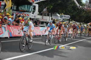 David Lelay (Agritubel), Stefan Schumacher (Gerolsteiner), Arnaud Coyot (Caisse d'Epargne), Eduardo Gonzalo Ramirez (Agritubel) & Mario Aerts (Silence Lotto) à Saint Etienne (620x)