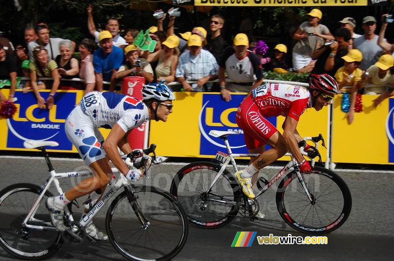 Le sprint de Jérémy Roy (Française des Jeux) & Sylvain Chavanel (Cofidis) à Montluçon