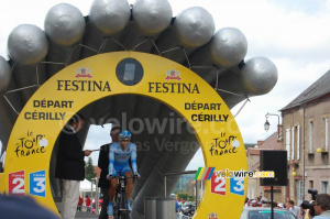 Ronny Scholz (Gerolsteiner) au départ de son contre la montre à Cérilly (702x)
