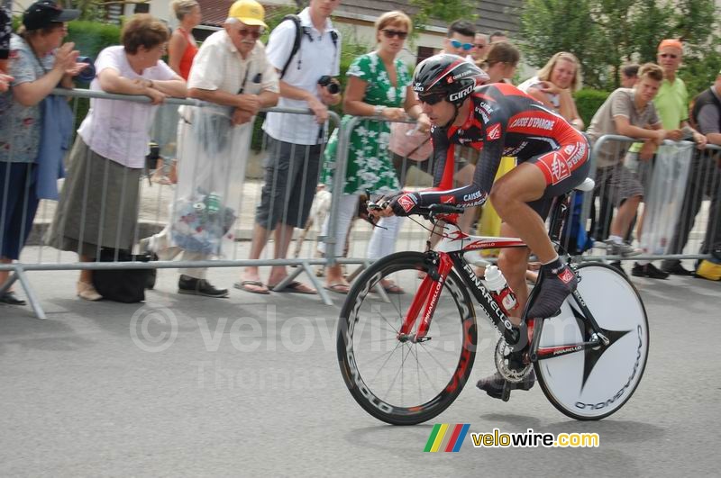 David Lopez Garcia (Caisse d'Epargne) at the finish in Saint-Amand-Montrond